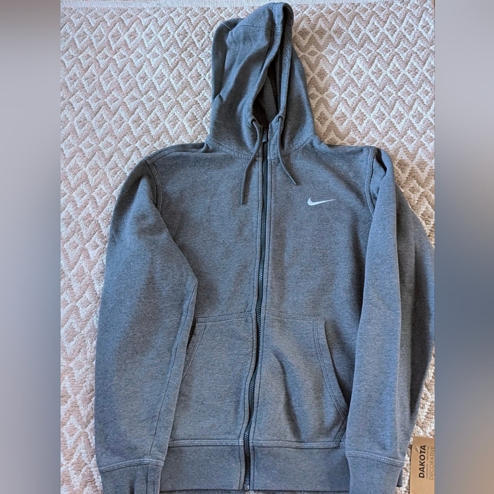 Nike Light Heather Gray Hoodie with Logo Size M